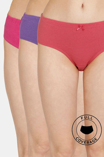 Buy Rosaline Cyber Grove Medium Rise Full Coverage Hipster Panty (Pack of 3) - Multicolor